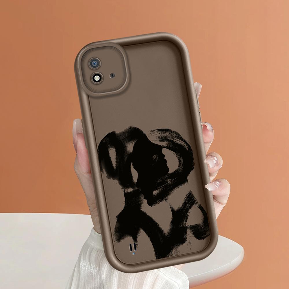 Soft Silicone Square Ladder Printing Pattern Phone Casing Full Cover Camera Shockproof Protection Rubber Case for OPPO Realme