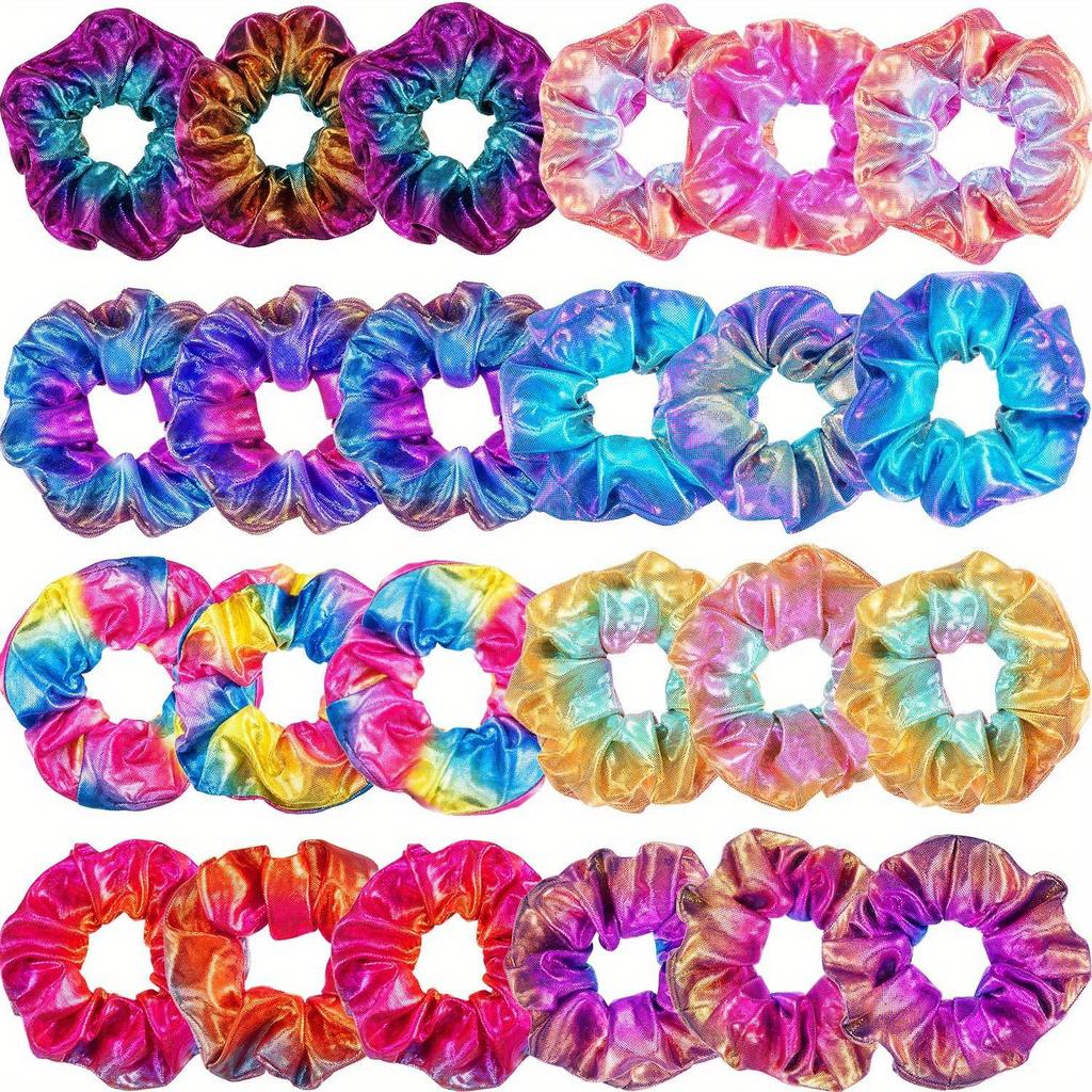 Rainbow Hair Scrunchies, Elastic Fabric Hair Bands, Colorful Ponytail Holders for Women, Versatile Hair Ropes for Parties