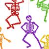 8 Pcs Colorful Hanging Skeleton Decoration Glitter Paper Skeleton Bunting