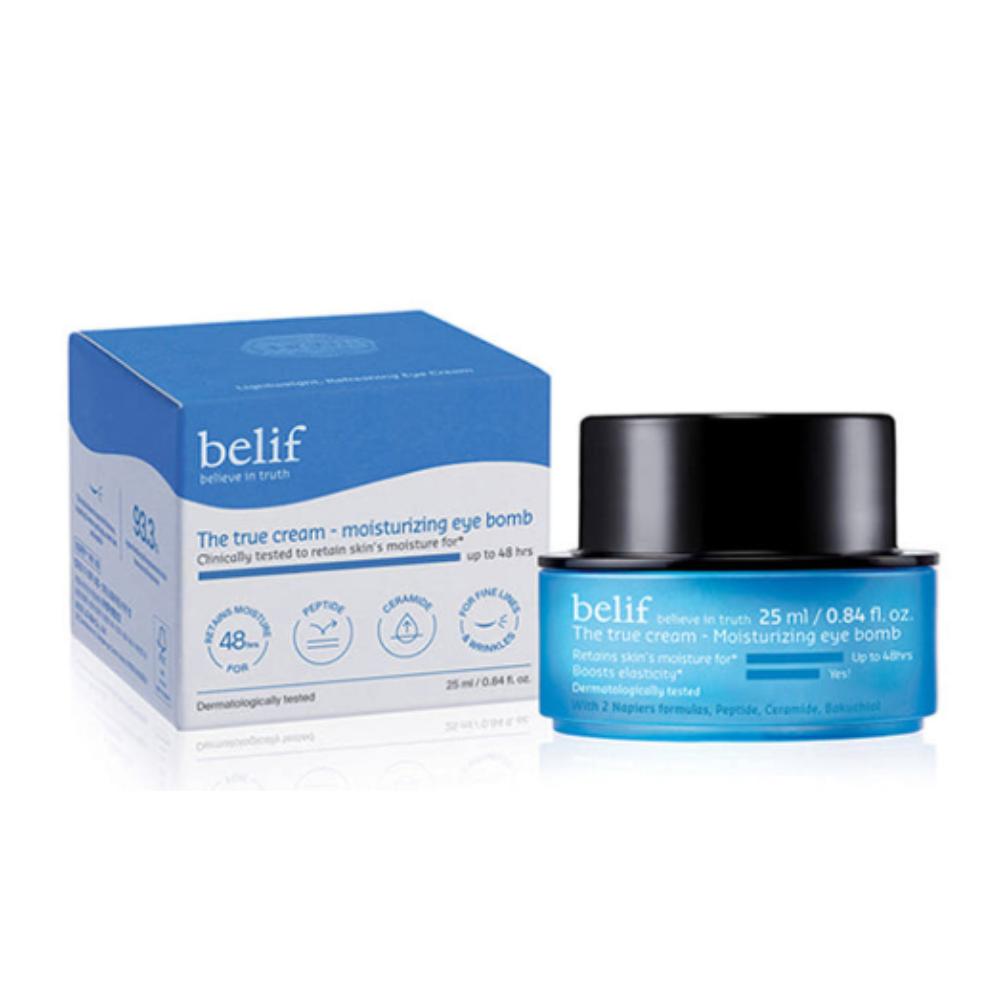 Belif Moisturizing Eye Bomb 25mL - 26-Hour Hydrating Eye Cream, Fine Line Smoothing & Elasticity Boosting Eye Care, K-Beauty Deep Moisture Treatment