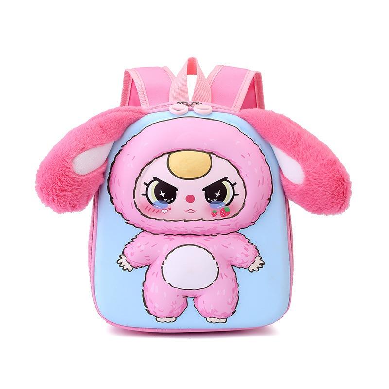 2025 Spring New Cute Cartoon Children Schoolbags Adorable Big Ears Plush Doll Kid's Backpack Ultra Light Kindergarten 3-6 Years Old Baby Girl Book Bag