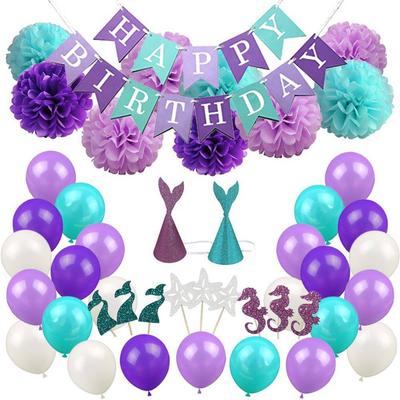 62pcs Birthday Party Decorations Kids Set Hanging Happy Birthday Balloon Cartoon Animal Headdress Cake Insert Card Kit
