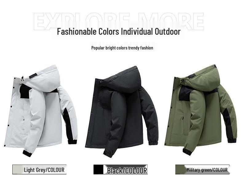 Unisex Hooded Winter Down Jacket 2025: Workwear-Inspired, Thick, Warm, Cold-Protective Outerwear for Skiing