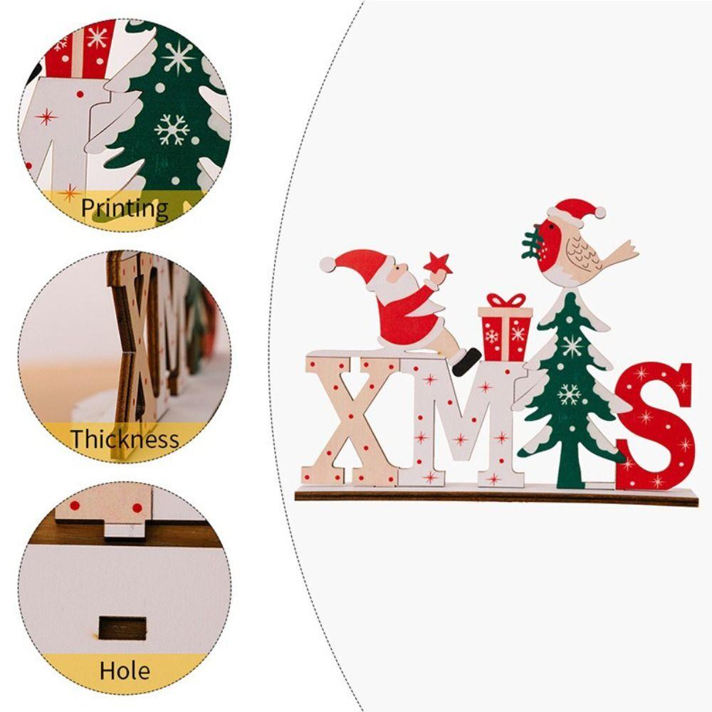 Wooden Wooden Xmas Tree Ornaments Natural Wood Handcrafted Santa Claus Decor Wooden Material Exquisite Craft Desktop Decor