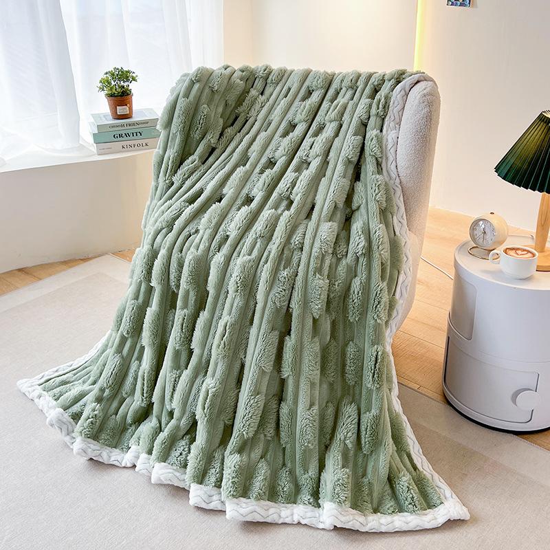 Soft and Comfortable Sofa Air Conditioner Blanket Universal in All Seasons Modern Simple Imitation Bamboo Knot Flannel Blanket