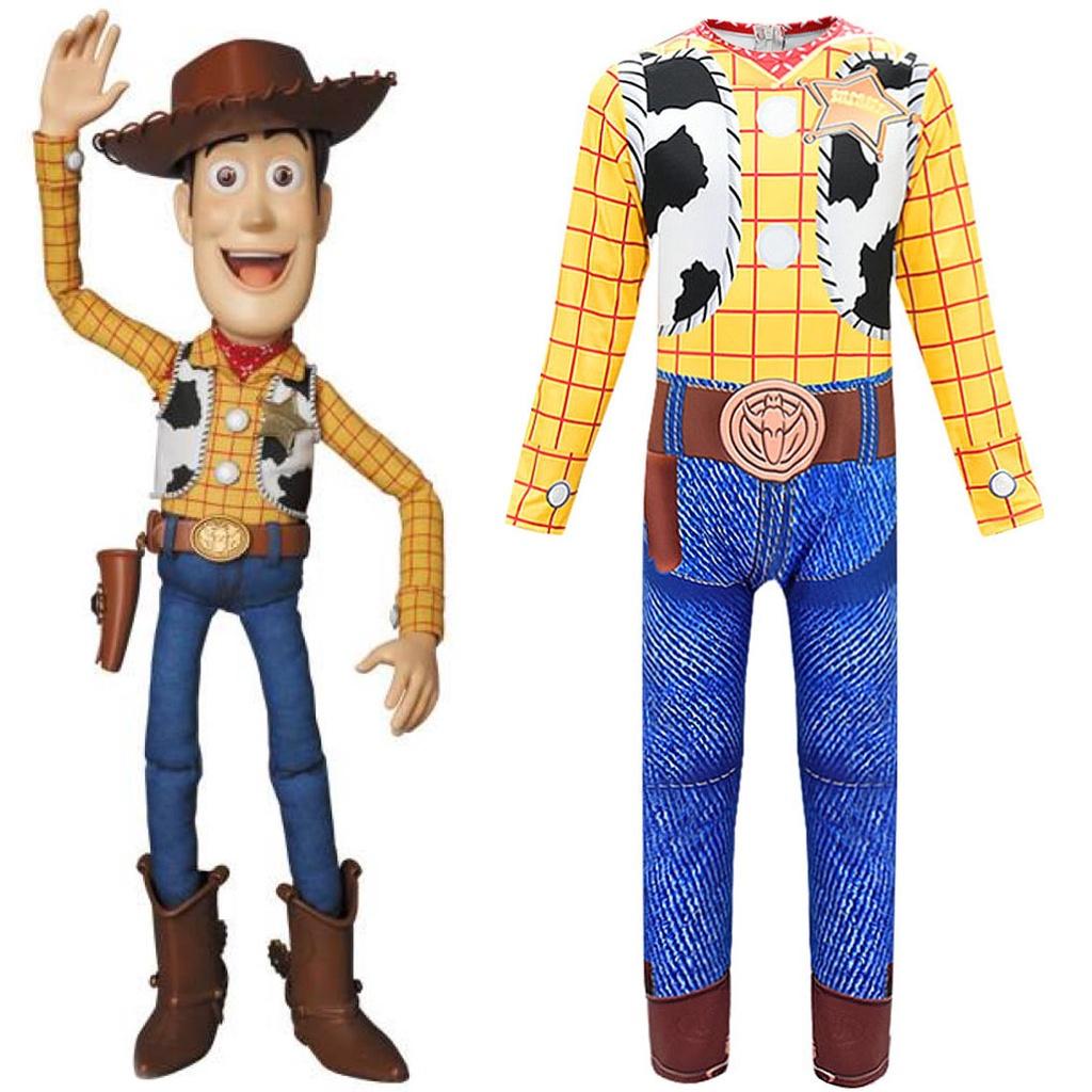 Colorful Toy Story 4 Woody Cosplay Costume For Kids Featuring Long Sleeves Jumpsuit