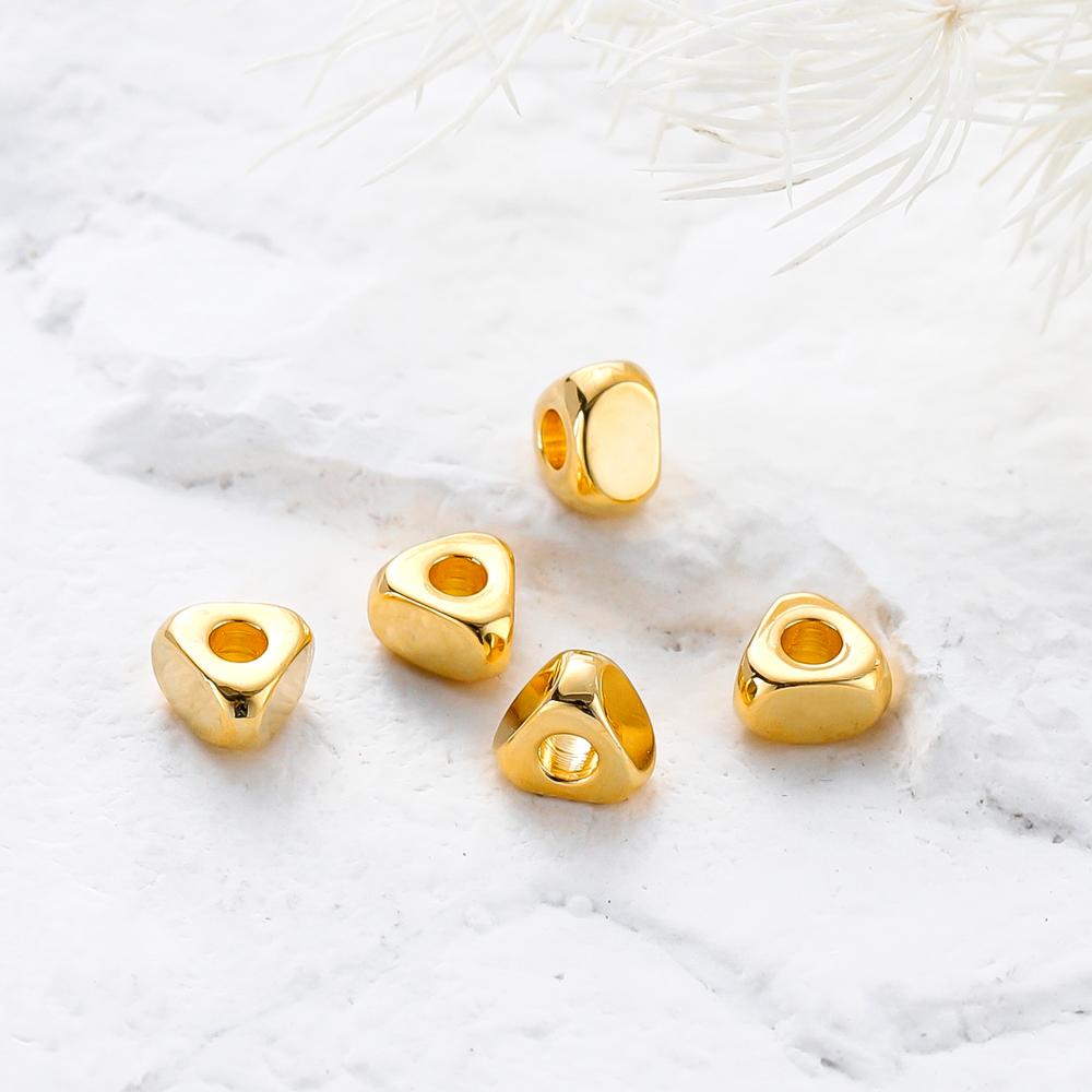 30/50pcs 14K 18K Gold Color Plated Brass Hole 1.5mm Triangle Beads Spacer Beads Bracelet Diy Jewelry Accessories