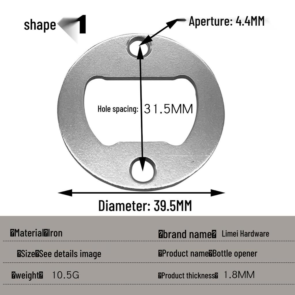 Wall-Mounted Iron Bottle Opener with Round Magnet Accessory
