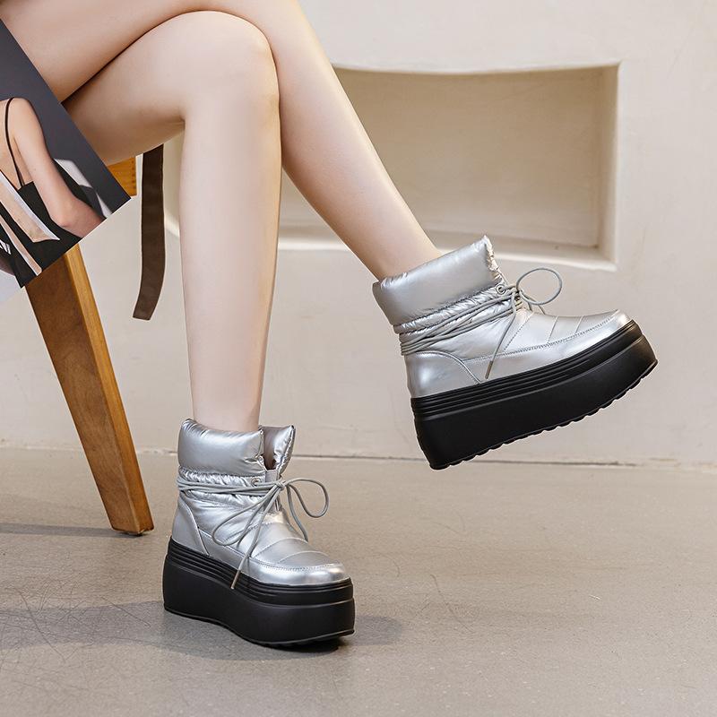 

Модные 8 см Снежные ботинки для женщин Зимние ботинки Зимние теплые Меховые Женские Ботильоны на платформе Обувь Ботильоны Удобные Нескользящие 39