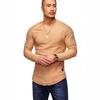 Men's Slim Fit Long Sleeve Raglan T-Shirt - Solid Color, Round Neck, Pleated Sleeves, Perfect for Spring & Autumn.