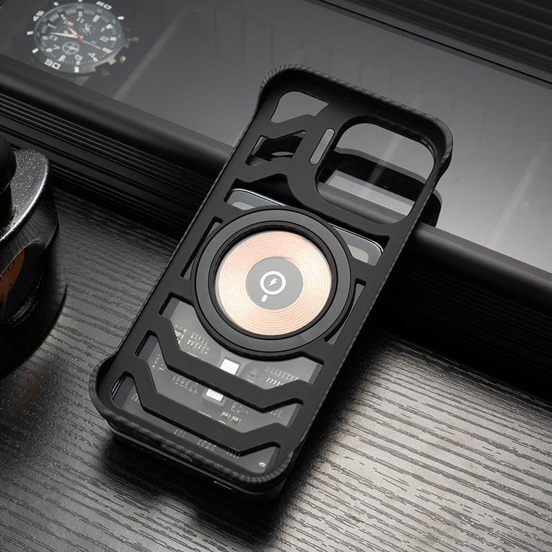 Suitable for Apple 15promax Phone Case, Carbon Fiber Texture Magnetic Attraction, IPhone14 Borderless, 13 Stand, 12 Drop Resistance