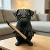 Resin Meditating Pug Figurine Black Color Statue Sculpture Funny Pug Pen Holder  Workspace