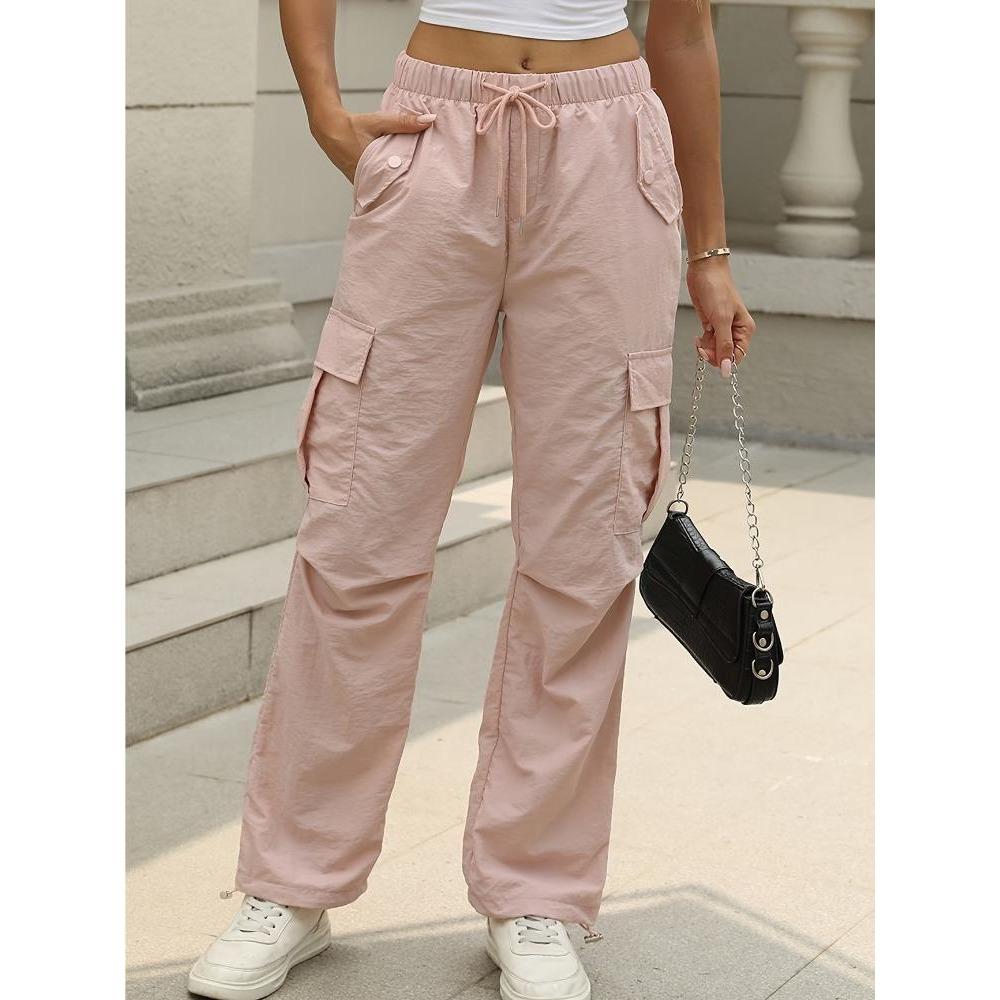 Pantaloni Cargo Casual da Donna con Tasche Multiple e Coulisse Regolabile in Vita - Pantaloni da Tempo Libero, Pantaloni Cargo alla Moda, Tessuto Non Trasparente