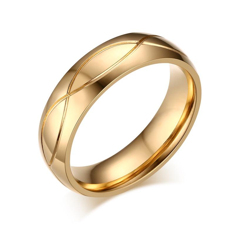 Vnox Hot Wedding Bands Rings For Women Men Gold-Color Stainless Steel Engagement Ring Jewelry