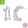 Moissanite Split Double Earrings Earrings Personalized Sparkle S925 Sterling Silver Half-Circle Stud Earrings