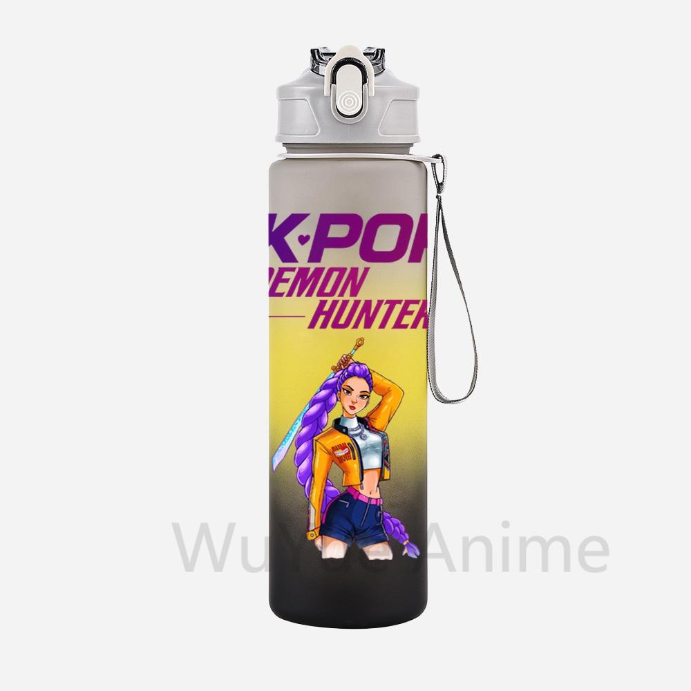 Anime K-Pop Demon Hunters Character Water Cup Large Capacity Outdoor Portable Rope Drinking Bottle Gift for Boys and Girls