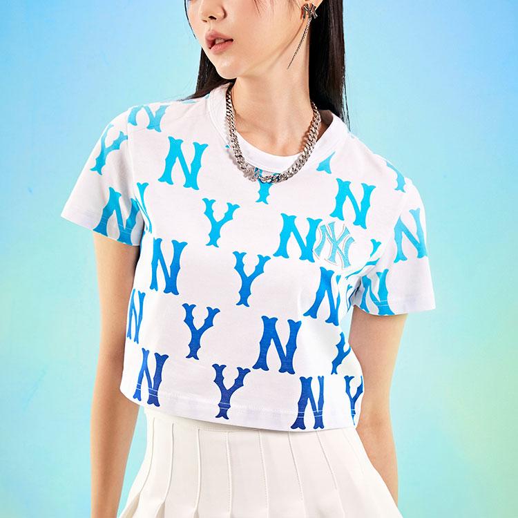 New MLB New York Yankees Crop Tops Women's White 3FTSM6123-50BLS