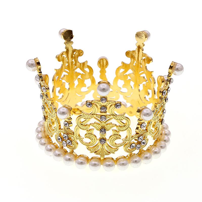 European & American Children's Alloy Crown with Pearls for Weddings & Baking