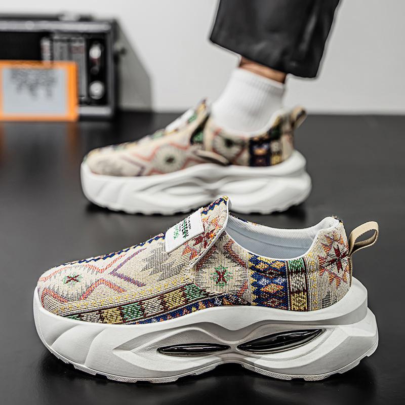 

Мужская спортивная обувь, повседневные уличные кроссовки на платформе, студенческие, большие размеры, с принтом, для скейтбординга, увеличивающие рост EU: 46 бежевый