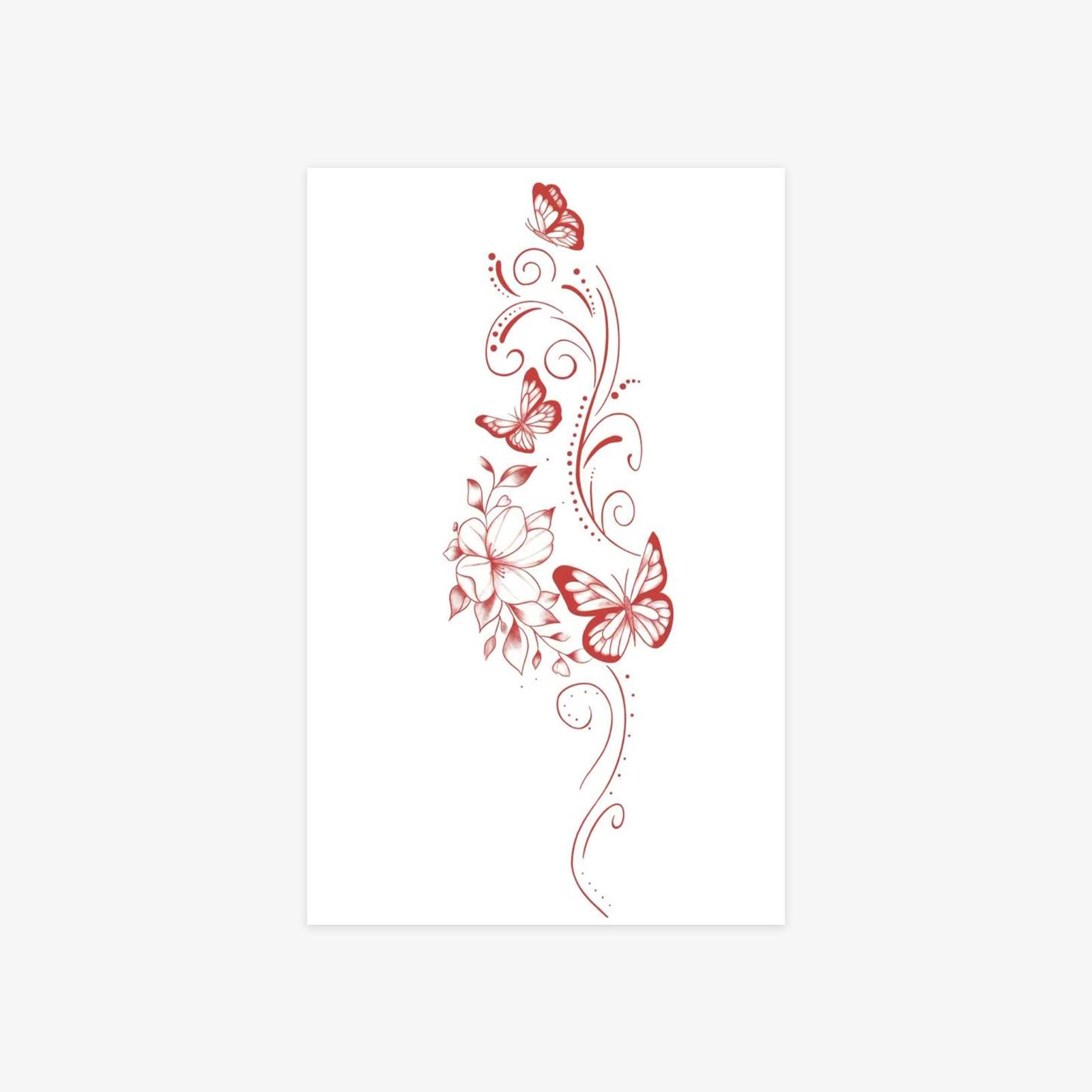 

Dark Personality Tattoo Sticker Waterproof Female Lasting Butterfly Flower Back Hand Tattoo Sticker 12*19