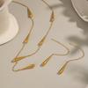 Xia Ling Stainless Steel Teardrop Tassel Y-Chain Necklace Bracelet 18K Gold Fashion Jewelry for Women