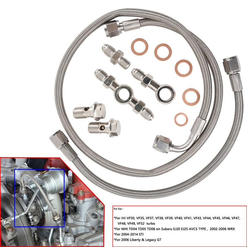 accessory upgrade replacement For Subaru AVCS Mitsubishi TD04 TD05 TD06 02-06 WRX New Turbo Oil Feed Line Kit