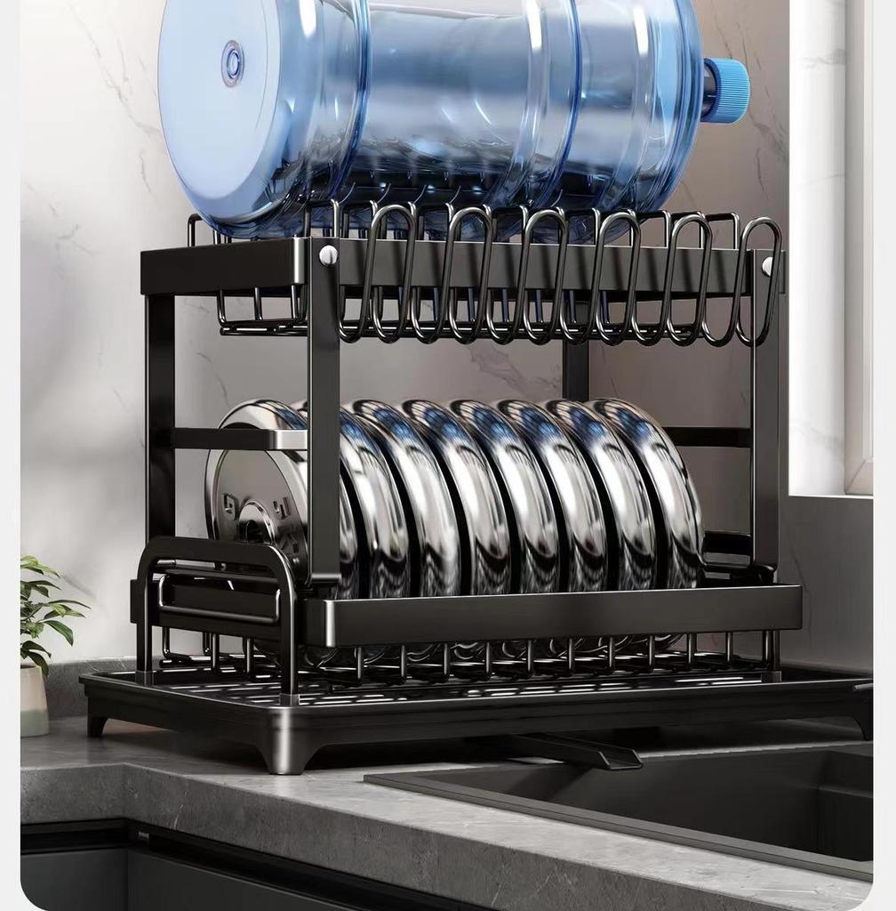 Multi-Functional Carbon Steel Dish & Plate Rack for Kitchen Countertop Storage