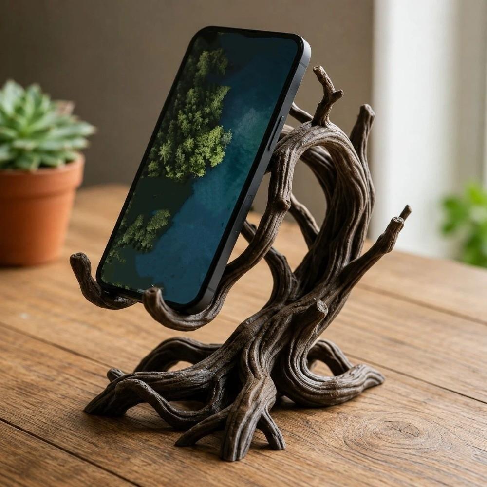 Twisted Tree Root Desk Phone Holder Curved Branch Photo Card Holder Home Decor