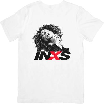 INXS Muzika Unisex Tinka Vyrams ir Moterims Kokybiški Medvilniniai Marškinėliai Balti.