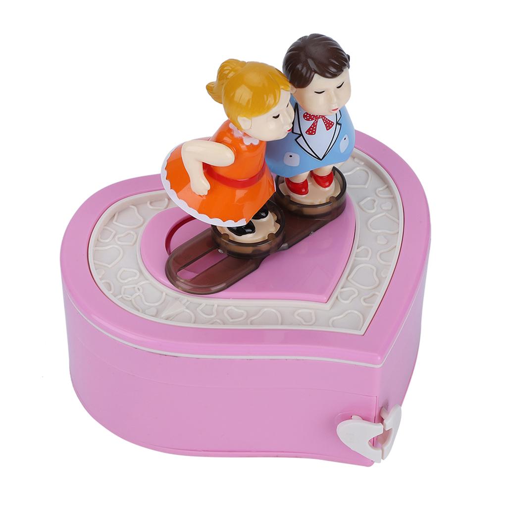 Cute Lovely Kissing Lovers Music Box Musical Jewelry Box Birthday Gift Home Table DecorationPink