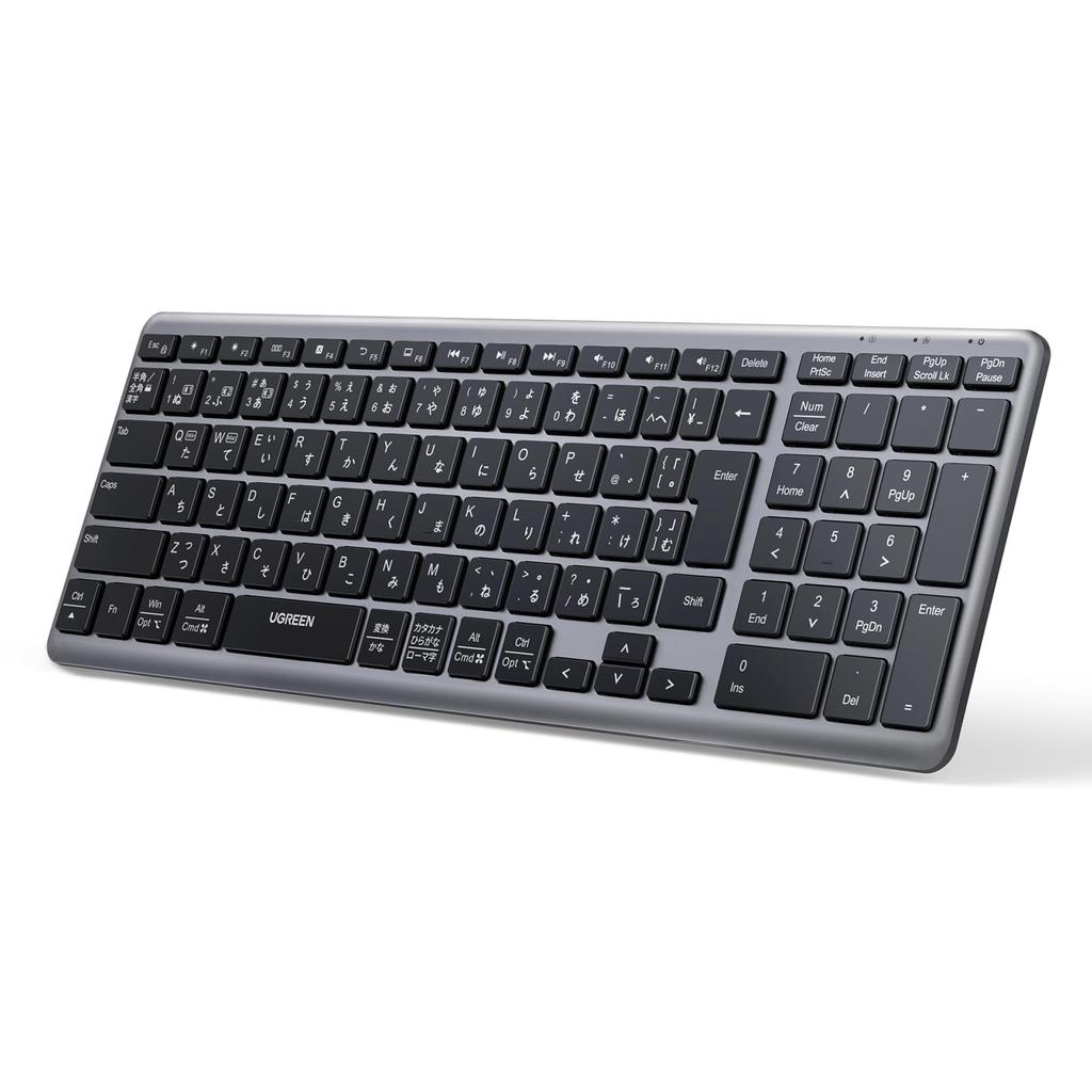 UGREEN Wireless Keyboard, Bluetooth & 2.4G, USB-C Rechargeable, Slim, Japanese Layout, JIS Keyboard