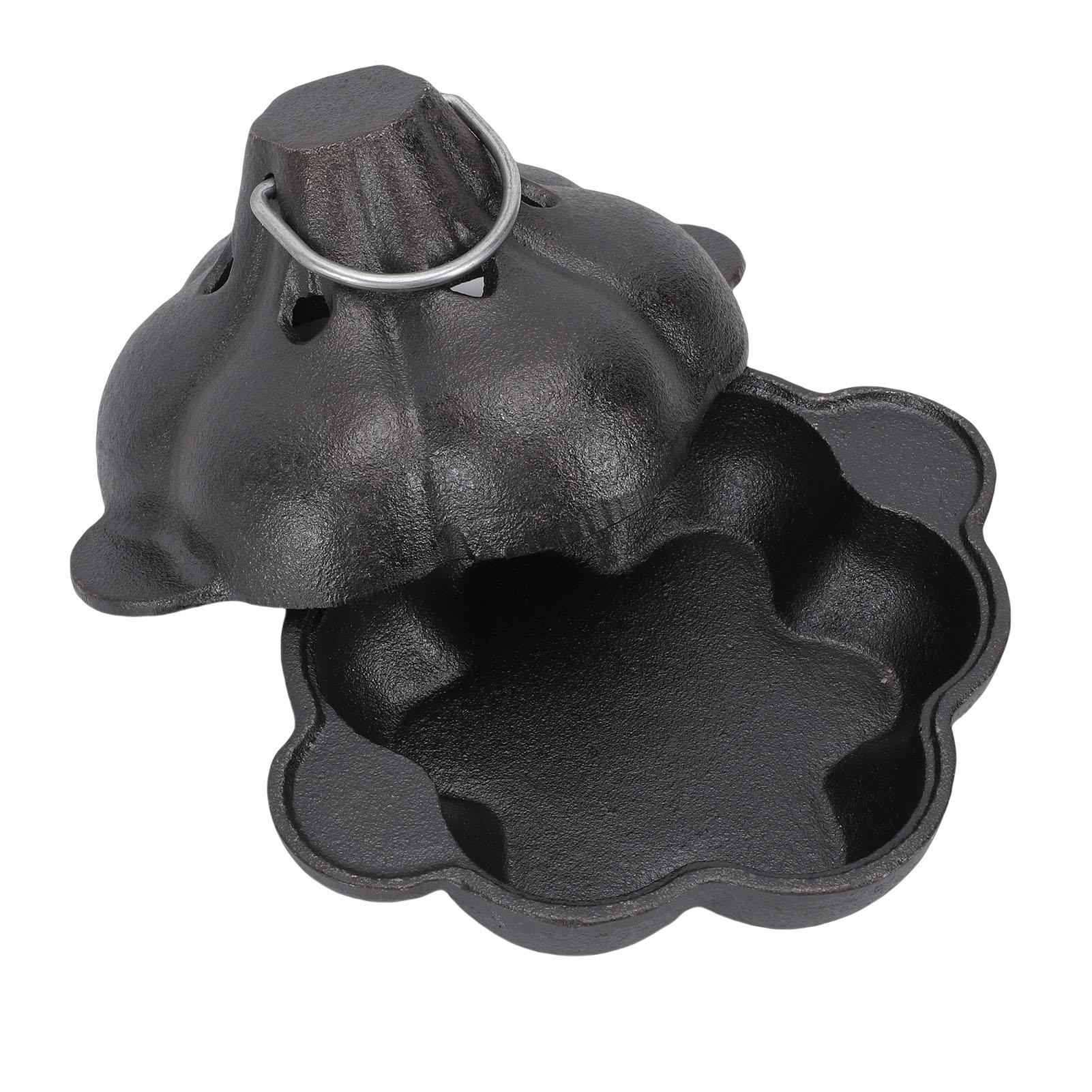 Garlic Roaster with Lid Cast Iron Smoker Garlic Roaster Potato Baker for Kitchen Oven Outdoor BBQ Grill