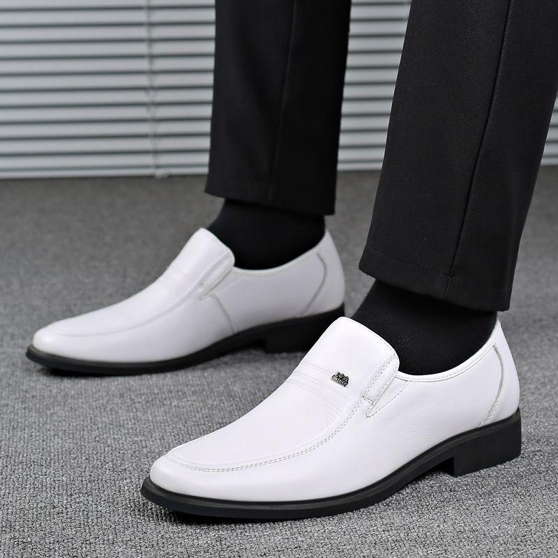 Men's sandals leather business dress cool leather shoes men's white wedding shoes heightening breathable men's shoes