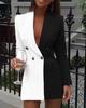 2022 Farbblock-Naht V-Ausschnitt OL Professioneller Cardigan-Blazer