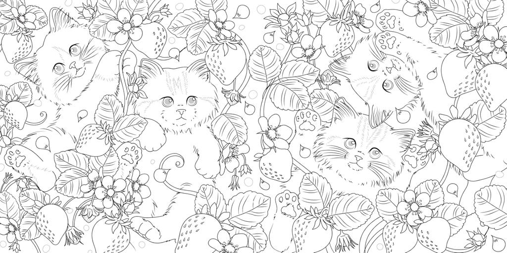 Coloring Book Flowers of the Four Seasons and Cute Animals (COSMIC MOOK)