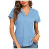 Fashion Women's Summer Short Sleeve V-Neck T-Shirt Chiffon Blouse Solid Color