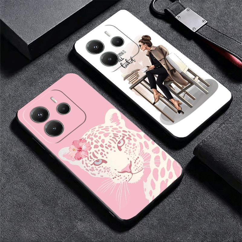 Girl Boss Lady Pink Soft Phone Case for Xiaomi Redmi Note 12 13 14 15 Pro Plus 11 12S 11S 11T 10 4G Black Cover Back Shell