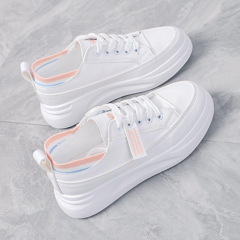 Fashion Women's Casual Vulcanize Shoes White Genuine Leather 2024 Sport Walking Running Summer Platform Flats Woman Sneakers234