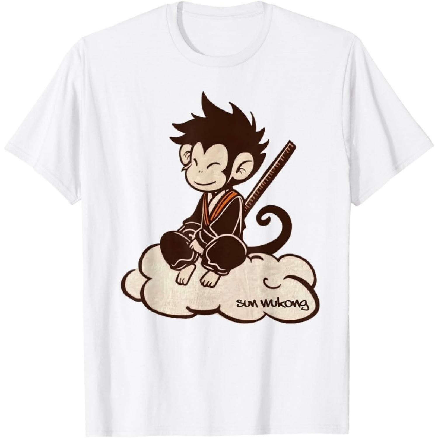 Sun Wukong surfing on a Cloud Monkey King Chinese Legend T-Shirt(1) XXXXXL белый