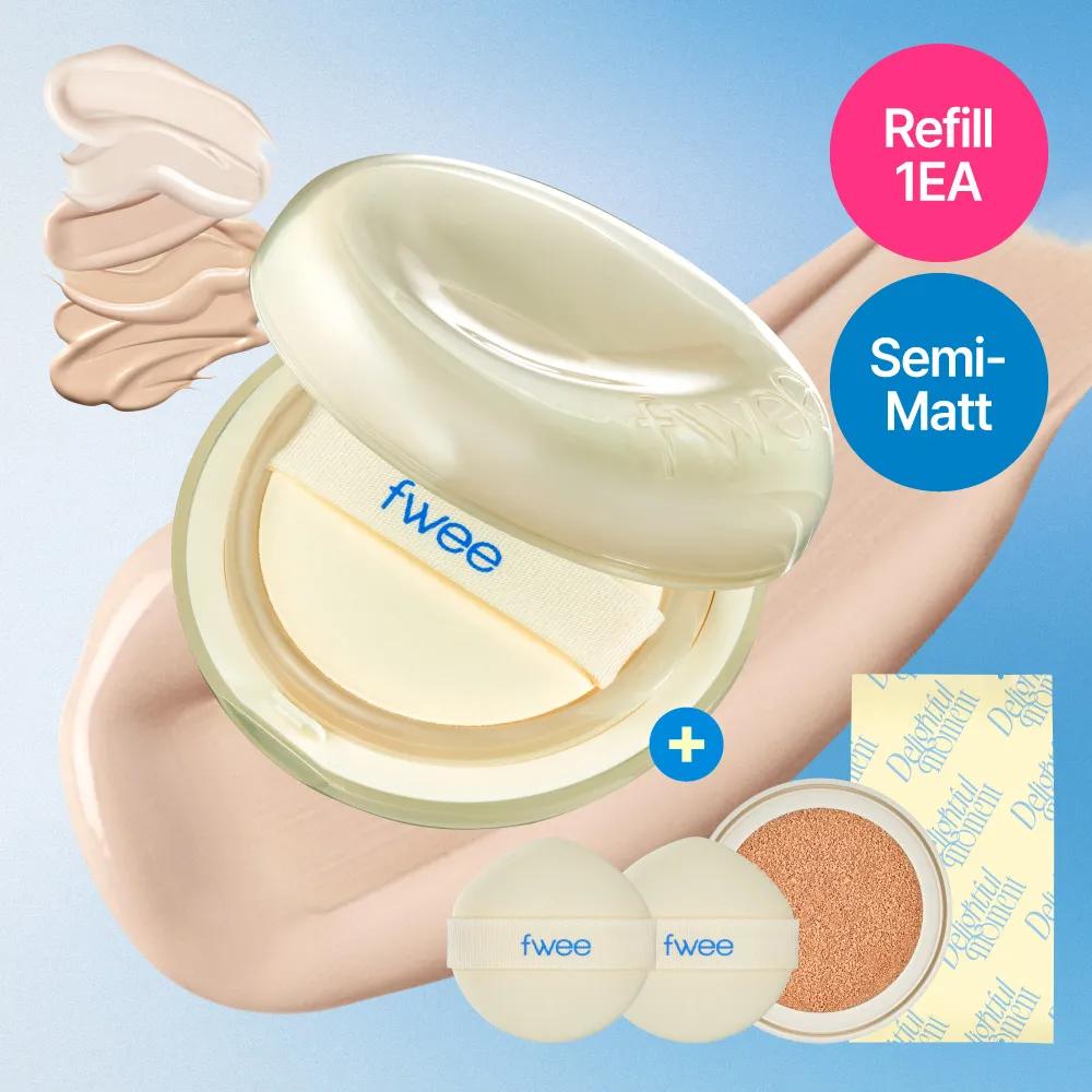 fwee Cushion Egg-Fit Cover (+Refill/Puff 2P) 00 Clear (No. 13-15) (+Refill/Puff 2P)