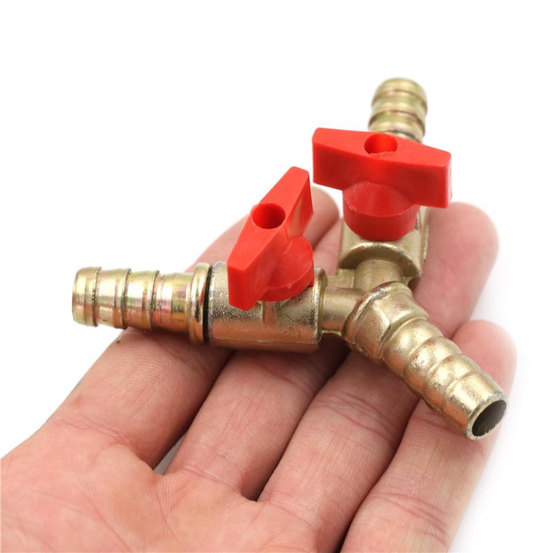 5/16" Brass Y 3-Way Shut off Ball Valve 8mm Fitting Hose Barb Fuel Gas Clamp Tee