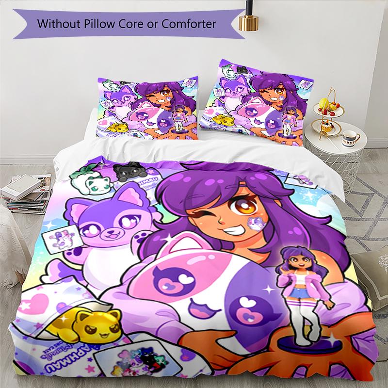 Set Copriletto Anime A-AphmauS 3 Pezzi - Biancheria da Letto Stampata HD con 1 Copripiumino e 2 Federe - Perfetto per la Decorazione della Casa e del Dormitorio