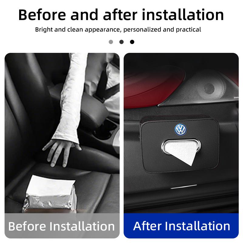 Car Tissue Box Holder Leather Auto Seat Back Hanging Tissue Box For Volkswagen VW Scirocco Jetta Beetle Golf Passat Polo Tiguan zr0