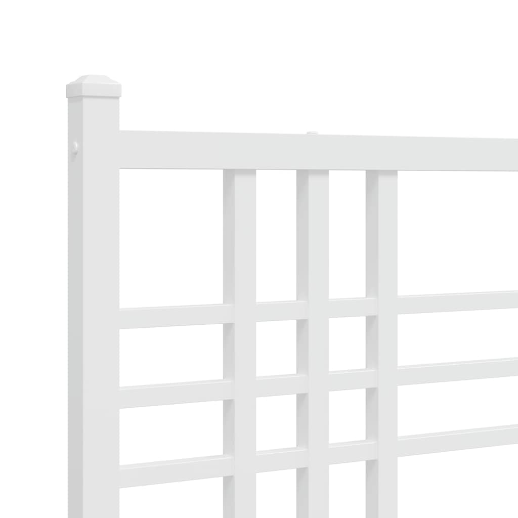 Metal Bed Frame with Headboard and Footboard White 120 X 190 Cm