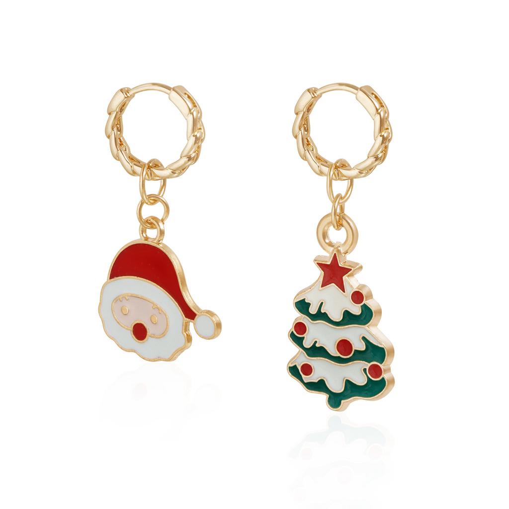Fashion Christmas Earrings Zircon for Women Christmas Tree Hat Deer Necklace Girls Party Festival Zircon Gifts