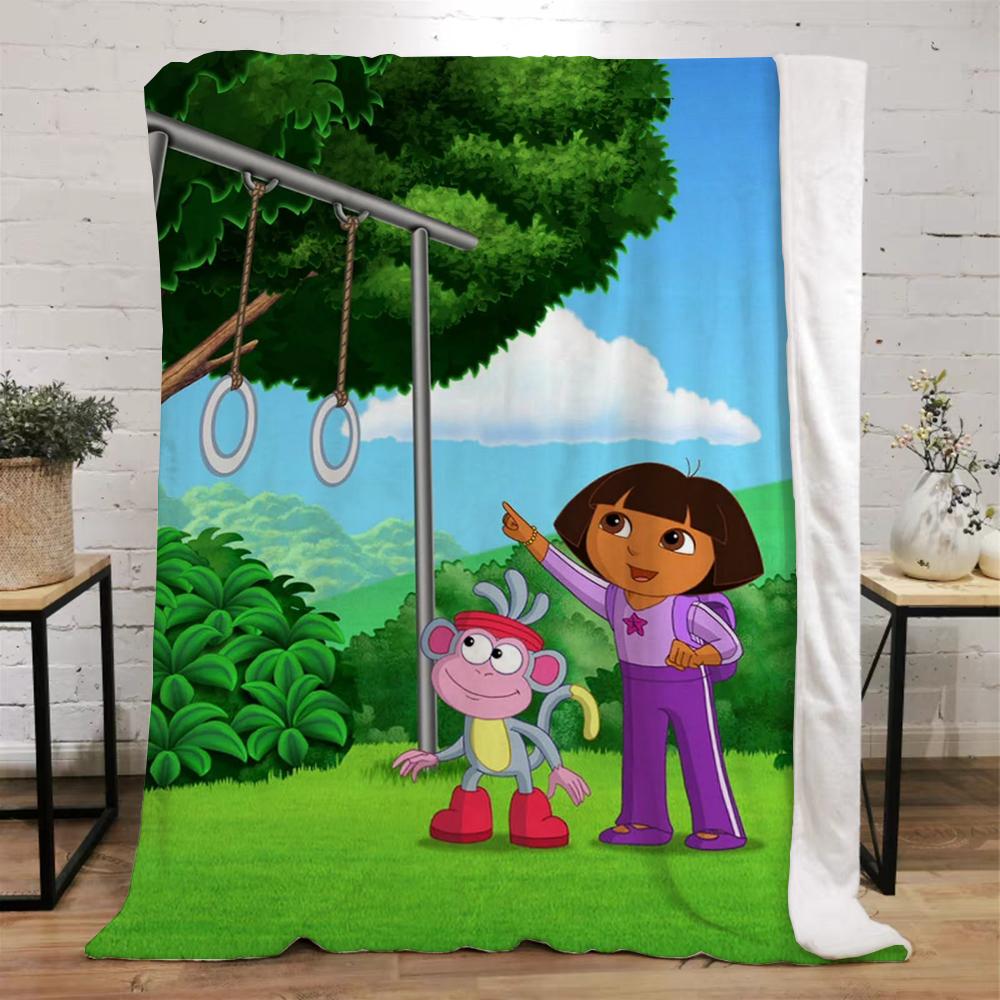 Dora the Explorer Cotton Blanket for Sofa Decoration Luxury Blankets King Size Bed Throw Home Interior Beach Towel Knitted Plaid
