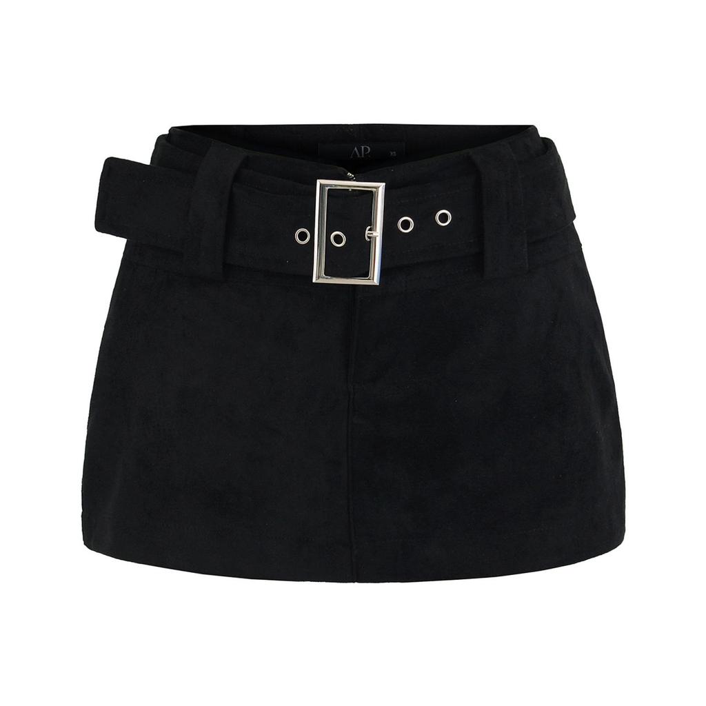 2025 Autumn Winter Suede Mini Skirt with Belt: Anti-Exposure, Slimming, Hip-Hugging Design