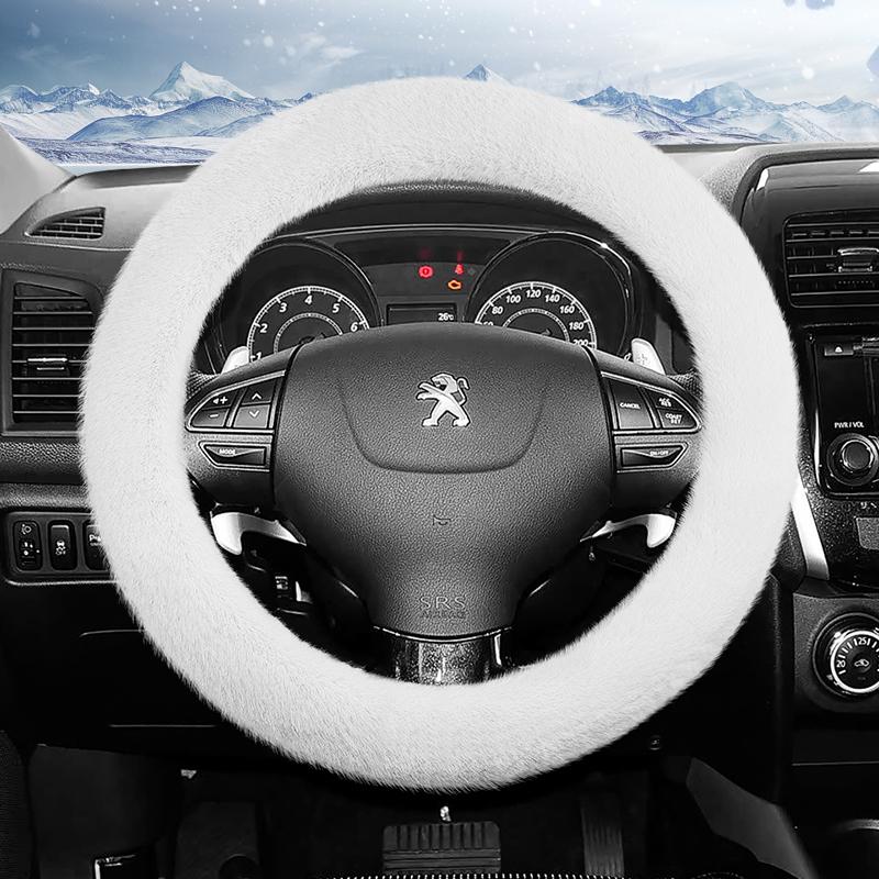 Suitable for Peugeot Long Plush Steering Wheel Cover, Fashionable Autumn and Winter Warm Non-Slip Protective Cover 208 2008 308 508 5008 408 4008