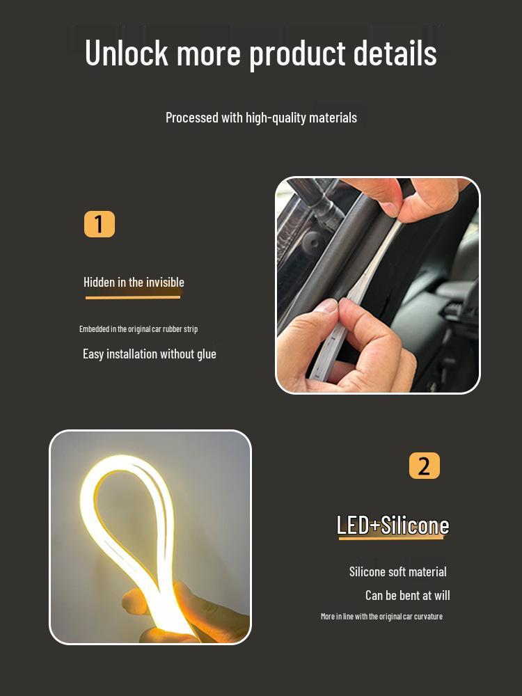 Car Trunk Ambient LED Light Strip: No Wiring, Automatic Induction Tail Box Decoration.