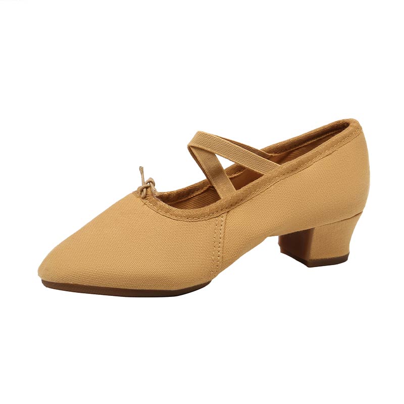 Teacher Practicing Dance Shoes for Women and Girls Canvas Breathable  Low Heel  Rubber Sole Ballet Dancing Heeled 3CM